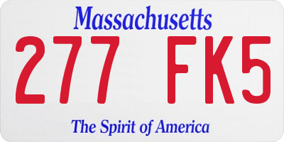 MA license plate 277FK5