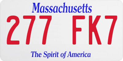 MA license plate 277FK7