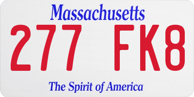 MA license plate 277FK8