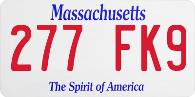 MA license plate 277FK9