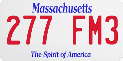MA license plate 277FM3