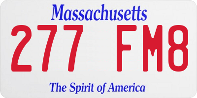MA license plate 277FM8