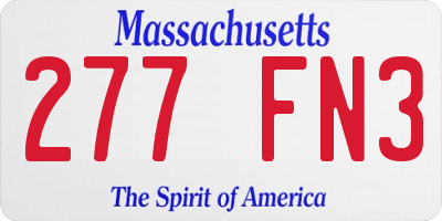MA license plate 277FN3