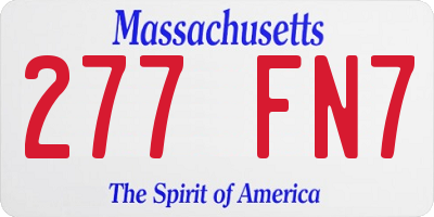 MA license plate 277FN7