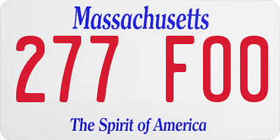 MA license plate 277FO0