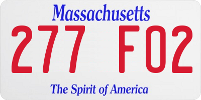 MA license plate 277FO2
