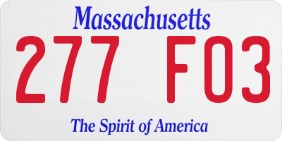 MA license plate 277FO3