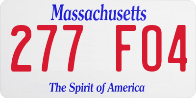 MA license plate 277FO4
