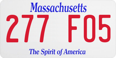MA license plate 277FO5