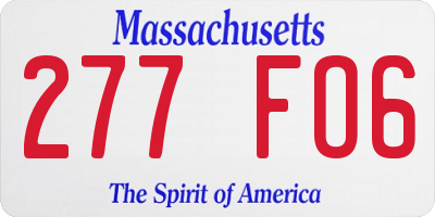 MA license plate 277FO6