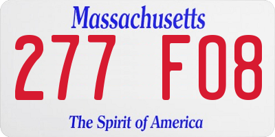 MA license plate 277FO8