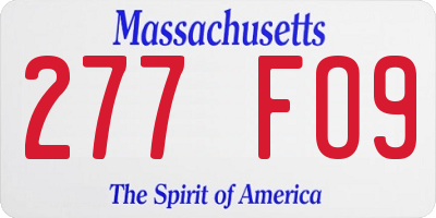 MA license plate 277FO9