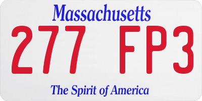 MA license plate 277FP3