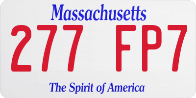 MA license plate 277FP7