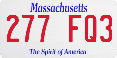 MA license plate 277FQ3