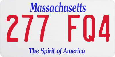MA license plate 277FQ4