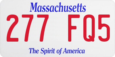 MA license plate 277FQ5
