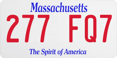 MA license plate 277FQ7