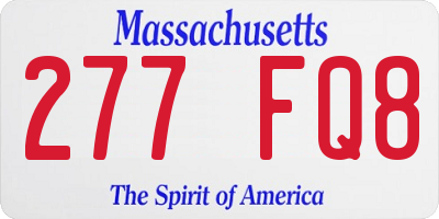 MA license plate 277FQ8