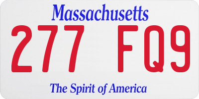 MA license plate 277FQ9