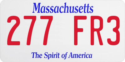 MA license plate 277FR3