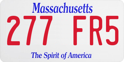 MA license plate 277FR5