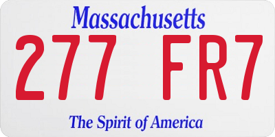 MA license plate 277FR7