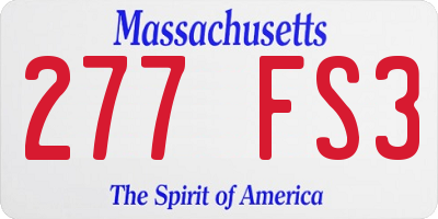 MA license plate 277FS3
