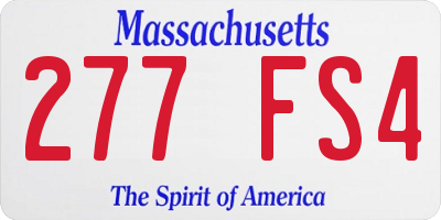 MA license plate 277FS4