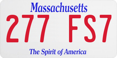 MA license plate 277FS7