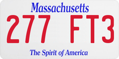 MA license plate 277FT3