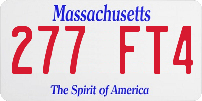 MA license plate 277FT4