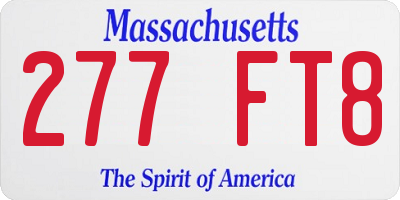 MA license plate 277FT8