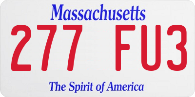 MA license plate 277FU3