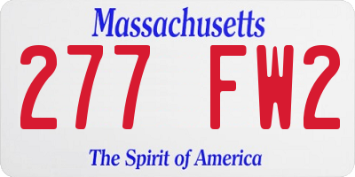 MA license plate 277FW2