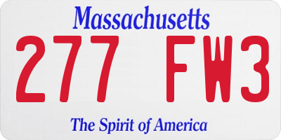 MA license plate 277FW3