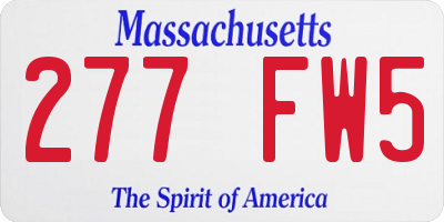 MA license plate 277FW5