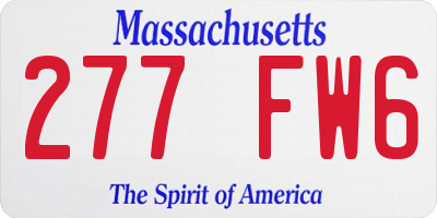 MA license plate 277FW6