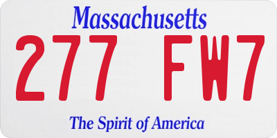 MA license plate 277FW7