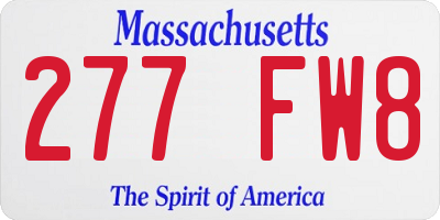 MA license plate 277FW8