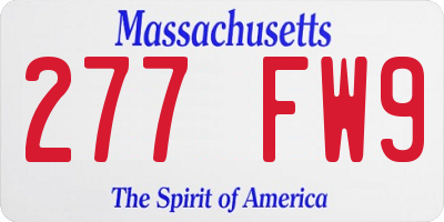 MA license plate 277FW9