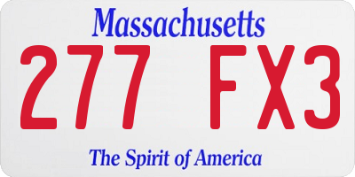 MA license plate 277FX3