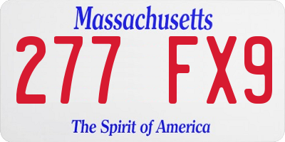 MA license plate 277FX9