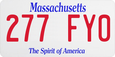 MA license plate 277FY0