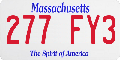 MA license plate 277FY3