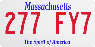 MA license plate 277FY7