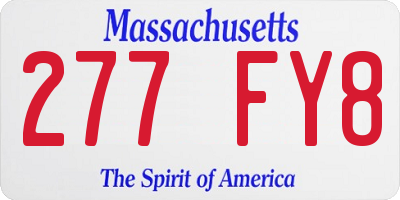 MA license plate 277FY8