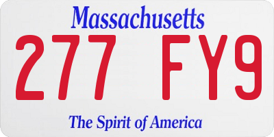 MA license plate 277FY9