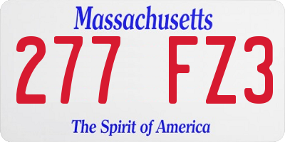 MA license plate 277FZ3