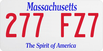 MA license plate 277FZ7